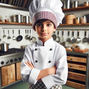Middle-Eastern Boy in Traditional Chef Attire | Culinary Passion