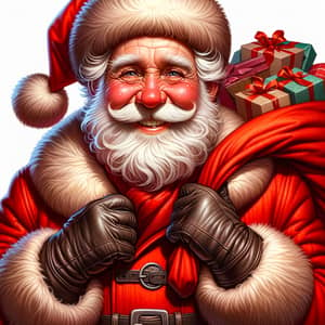 Festive Christmas Elderly Man in Red Suit | Gifts and Cheer