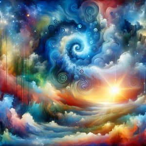 Abstract Fantasy Sky Watercolor Painting | Vibrant Colors Artwork