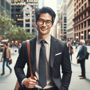 Professional Asian Man in Cityscape | Urban Business Portrait