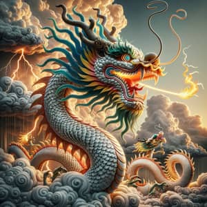 Chinese Dragon in Dramatic Sky | Mystical Creature of Grandeur