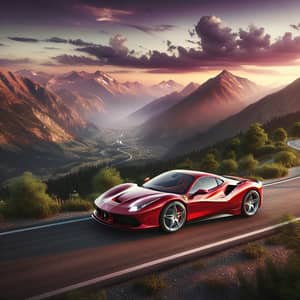 Luxury Sports Car Cruising Through Stunning Mountainscape
