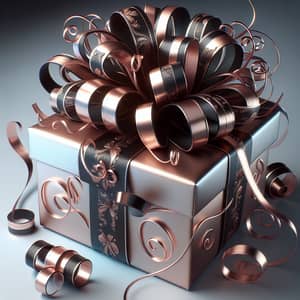 Elegant Gift Box with Swirling Ribbons and Bows