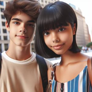 Short-Haired Hispanic Boy with East Asian Girl
