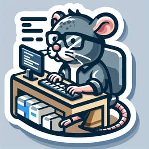Humanized Rat IT Professional - Minimalist Vector Graphic
