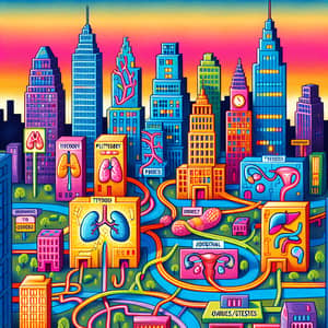 Endocrine System Cityscape: Pituitary, Thyroid, Adrenal & More