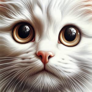 Hyper-Realistic White Cat Portrait | Detailed Oil Painting Style