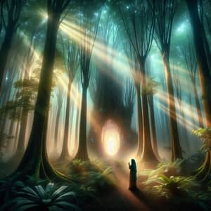 Mysterious Forest Scene | Ethereal Light & Glowing Portal