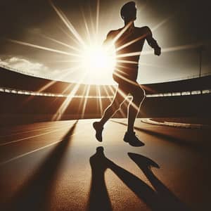 Caucasian Male Athlete Running Under Radiant Sunlight