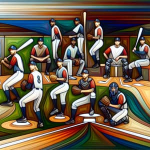 Abstract Baseball Team Art | Diverse Players in Play