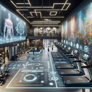 High-Tech Gym with Inspirational Murals | Fitness Equipment & Smart Technology
