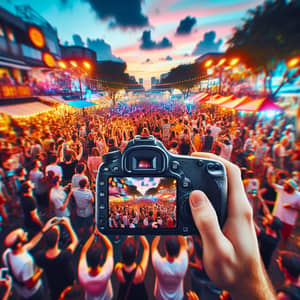 Dynamic Crowd at Lively Event | Colorful Street Photography Style