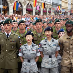 Multicultural Austrian Armed Forces Display in Public Event