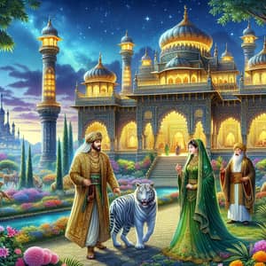 Eastern Fairy Tale Palace with King, Queen, and Sage