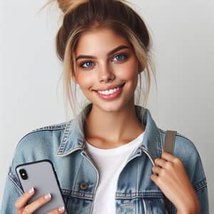 Stylish Woman in Casual Clothes with Headphones, Modern Look, AI Art  Generator