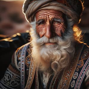 Elderly Amazigh Man in Traditional North African Outfit