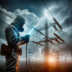 Electricity in Action: Lightning Bolts and Utility Pole