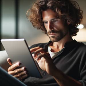 Caucasian Man Engrossed in iPad | Advanced User Experience