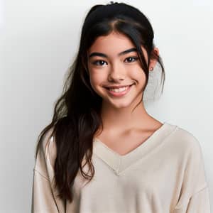 Smiling Peruvian Teenage Girl in Casual Outfit | Bright Smiles