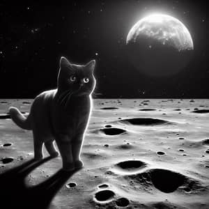 Feline on the Moon: Surreal and Dreamlike Scene Captured