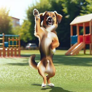 Joyful Medium-Sized Dog Dancing in Sunny Park