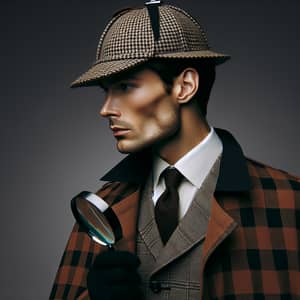 Male British Detective in Vintage Attire with Deerstalker Hat