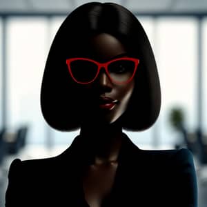Confident Black Businesswoman Silhouette in Modern Office