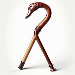 Elegant Swan Head Wooden Walking Cane - Antique Style