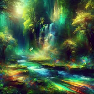 Enchanted Waterfall in Mystical Forest | Captivating Fantasy Scene