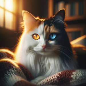 Mysterious Cat with Heterochromia: Amber and Blue-eyed Beauty