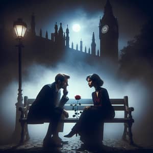Love and Mystery: Moonlit Park Silent Conversation
