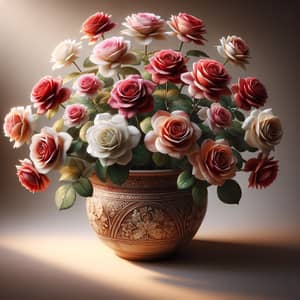 Exquisite Rose Flowers in Ceramic Pot | Beautiful Images