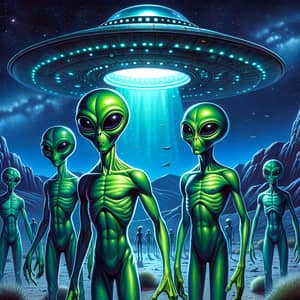 Classic Alien Encounter: Vivid Depiction of Green Extraterrestrials