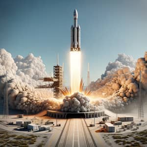 3D Rocket Launching Scene - Upward Launch Impact