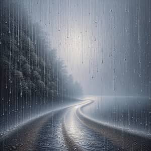 Tranquil Rainfall Scene: Moody and Dramatic Atmosphere