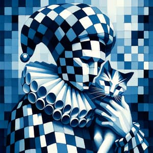 Harlequin Art in Blue: Cubist Influence from the 20th Century