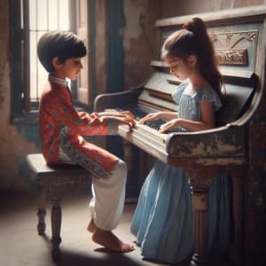 Enchanting Music Performance by South Asian Boy at Vintage Piano