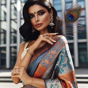Stylish South Asian Woman in Traditional Saree | Modern Elegance