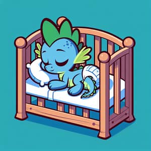 Newborn Spike Dragon | Cartoon Character Sleeping in Crib