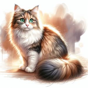 Pretty Cat with Lush Fur in Fawn and White | Captivating Emerald Eyes