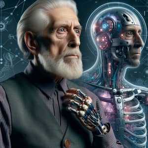 Futuristic Old Man Cybernetic Implant 2500 | Sci-Fi Sketch