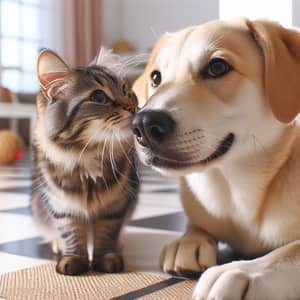 Friendly Cat and Dog Interaction - Heartwarming Image