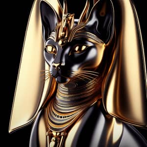 Majestic Bastet Cat in Gold & Black Colors