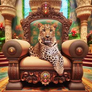 Majestic Leopard on Grand Throne | Regal Power Visuals