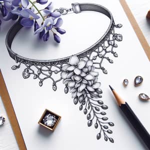 Hand-Drawn Wisteria Flower Choker Jewelry | Unique Design