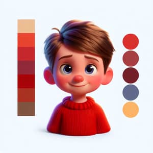 Cheerful Pixar-Style Animation of Boy in Red Sweater