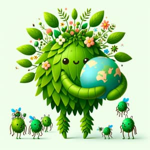 Green Plant-Based Creatures with Floral Accents Saving the Earth