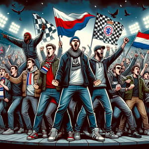 Diverse Ultras Group Celebrating - Football Fans Unity