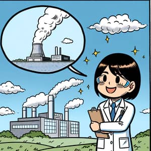 Happy South Asian Female Scientist Watches Safe Power Plant