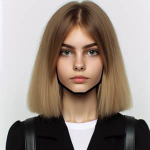 Blonde Medium Straight Hair, Green Eyes, School Uniform | Unique Facial Structure